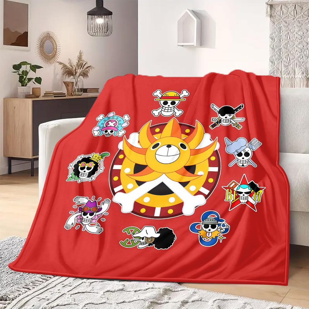 ONE PIECE Straw Hat Pirates Print Blanket Warm Comfortable Flannel Blanket Suitable for Bedrooms,Sofas, Beds,Chairs -QIAO109
