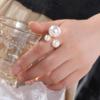 Geometric Gold Color Knuckle Ring Adjustable Fashion Jewelry Pearl Bead Rings  Party