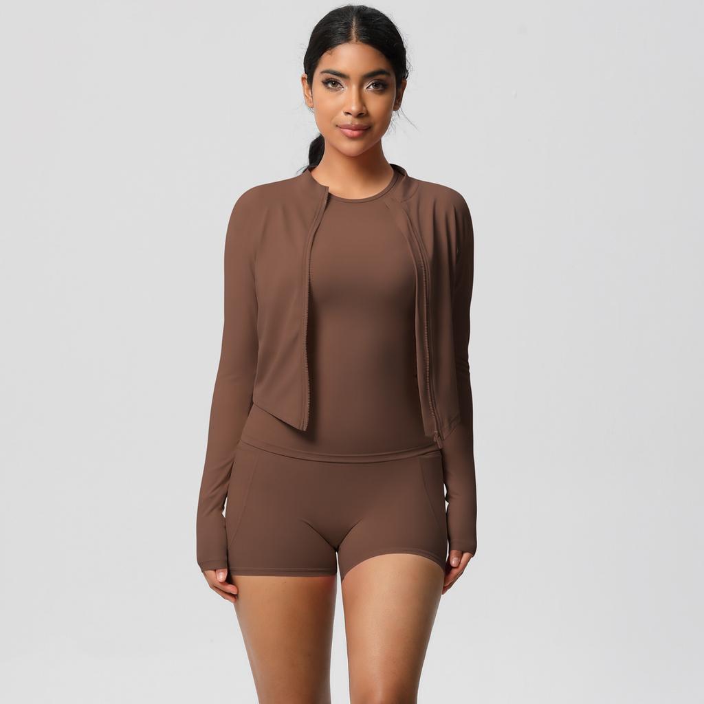 New Cloud Sensing Quick Drying Tight Pocket Shorts Three Piece Set Pilates Yoga Running Fitness Set For Women