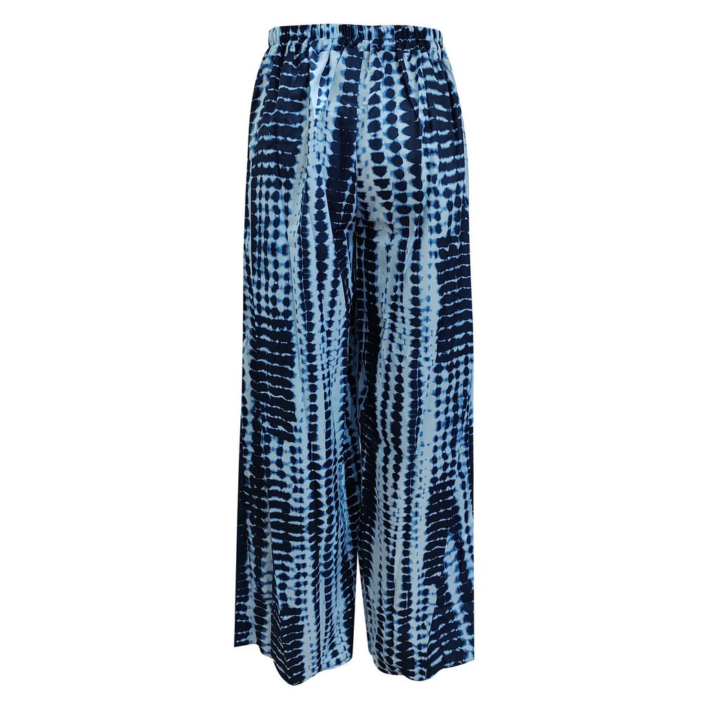 Women's Printed Casual Lace,up Wide,Leg Straight,Leg Slit Trousers