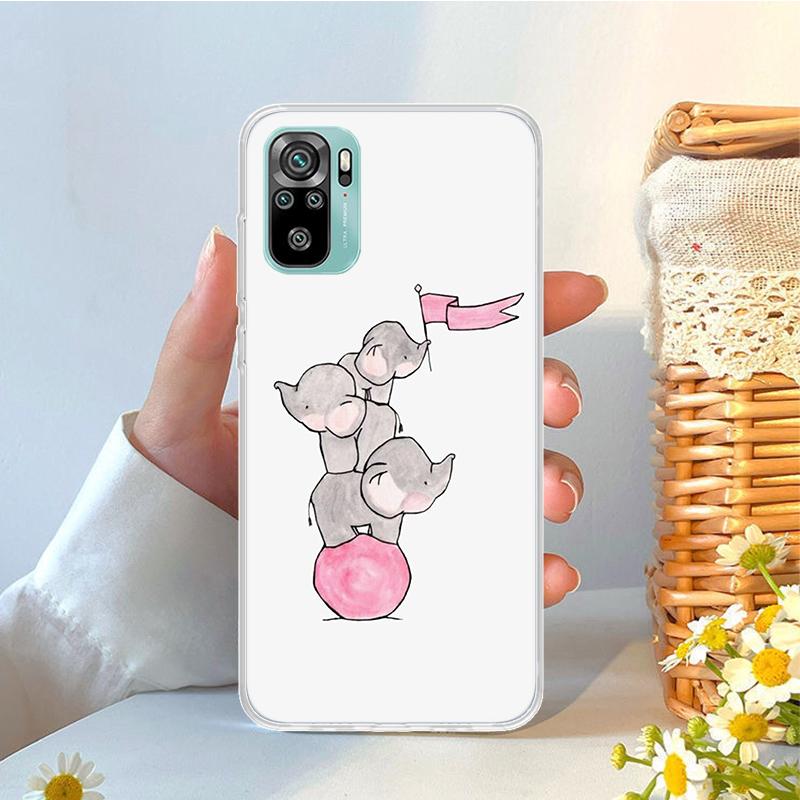 Cartoon Elephant Pink Soft Phone Case For Xiaomi Redmi Note 15 14 14S 13 12 Pro Plus 12S 11 11S 11E 10 10S 11T 5G Fundas Coque R