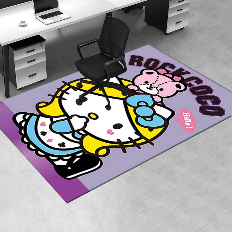 Office Rug Hello Kitty, Rock Coco Anti-Slip Rug, Machine Washable for Living Room, Bedroom, Office, Multiple Sizes, Bedroom Mat, Decorative Mat, Durab