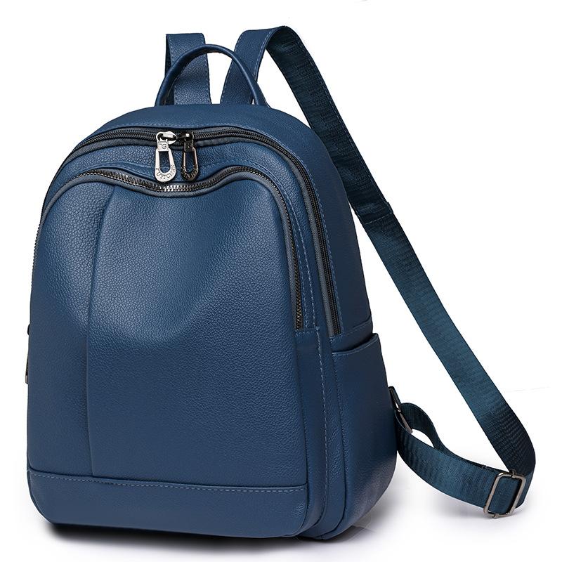 Schoolbag Backpack Women's 1011 New Street Trend Pu Soft Leather Women's Bag Leisure Travel Bag Breathable