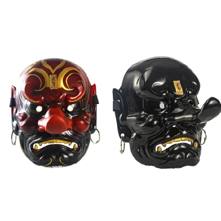 Halloween Kostüm Groß Tengu Japanische Maske Handbemalt Party Maske Schmuckstück Vollgesichtsmaske mit langer Nase Cosplay