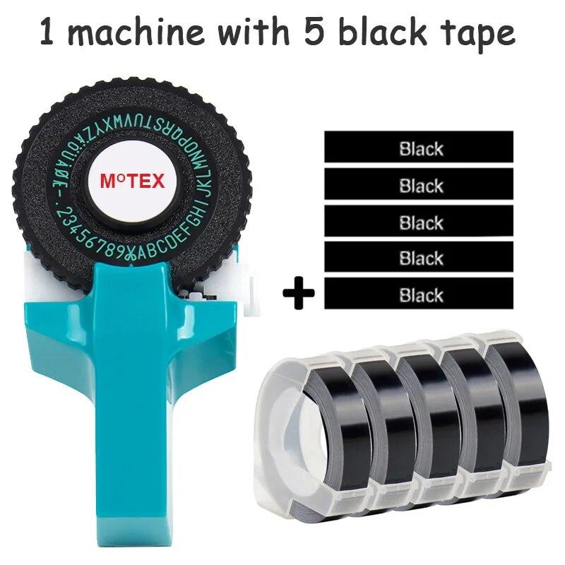 Red MoTex E101 Label Maker Machine Mini Printer Compatible for Dymo 3D Embossing Tape Manual Typewriter Embossing Label Maker