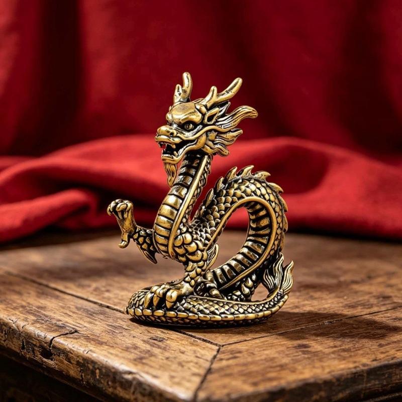 Brass Dragon Figure Home Decor Retro Decoration Desktop Tea Pet Copper Ornaments