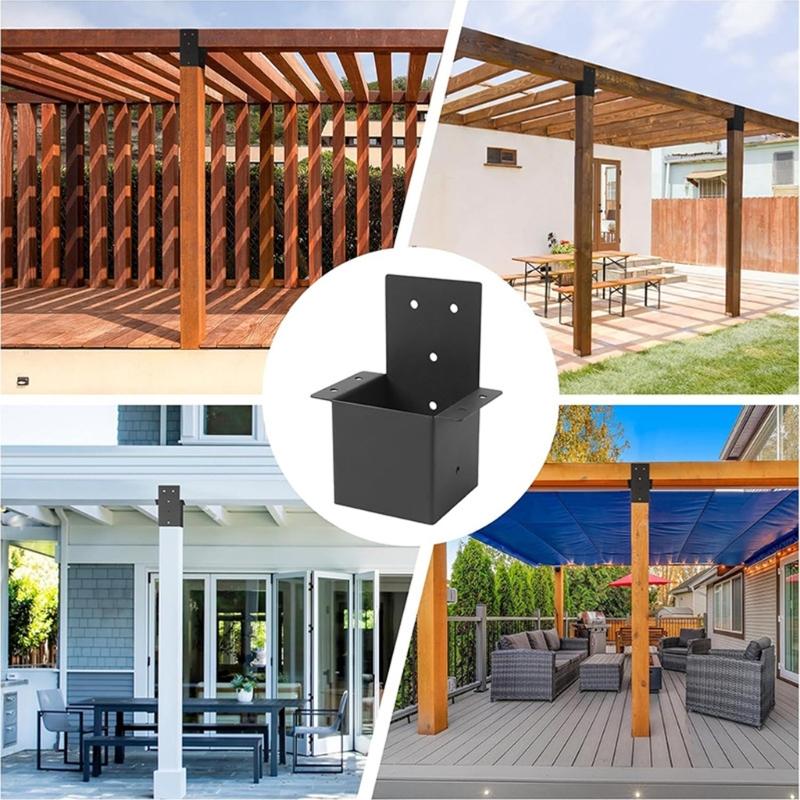 2Pcs 4x4in Rafter Post Brackets Pergola Kits Stainless Steel Pergola Brackets Patios Pergola Post Connectors Easy To Use