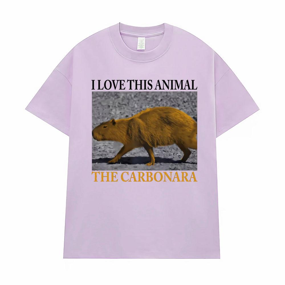 Lustiges Meme Ich Liebe Dieses Tier Das Carbonara-Capybara T-Shirt Herrenbekleidung Unisex Heißer Verkauf Hohe Qualität T-Shirts Mode T-Shirt