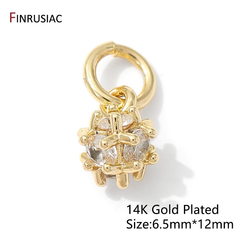 

14K Gold Plated Brass Cute Cubic Zircon Charms For DIY Earring Bracelet Making,Mini Charms Pendants for DIY Jewelry Findings 2 pieces