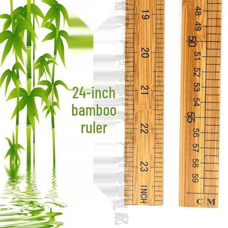 One-Meter Double-Sided Wooden Bamboo Ruler with Metric & Inch Scales for Sewing & Measuring.