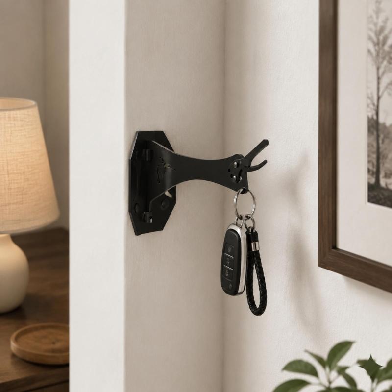 Iron Skull Display Support for Wall Mounting, Forked Bracket Arm with Screw-Fixed Plate for Indoor Display Arrangement