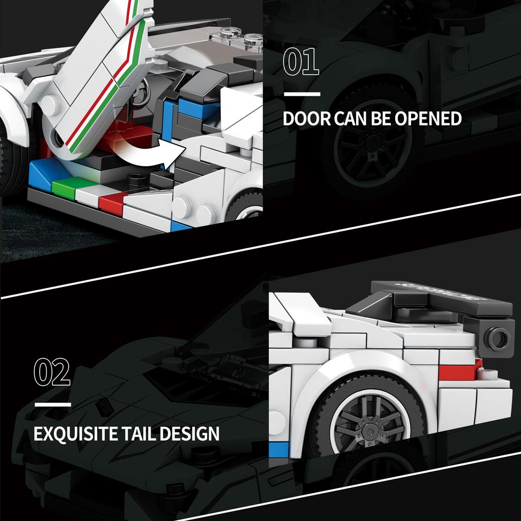 SVJ White Hypercar Building Blocks Sports Car Building Toy Set for Boys and Girls Vehicle Racing Car for Kids 382 Pieces