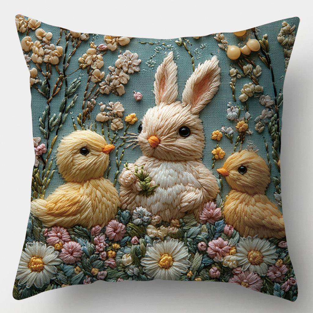 Ostern Cartoon Gedruckter Hase Ei Kissenbezug Zuhause Sofa Kissenbezug Schlafzimmer Nachttisch Kissenbezug