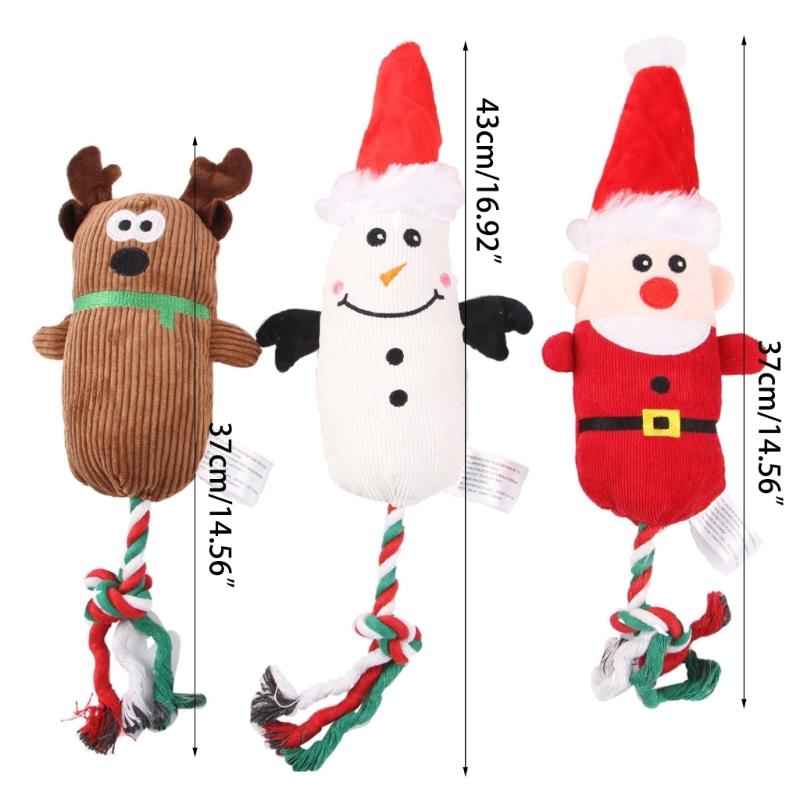 Squeaky Dog Toy For Large Dog Durable Stuffed Dog Toy Plush Dog Toy For Aggressive Chewers Cute Christmas Plush Chew Toy