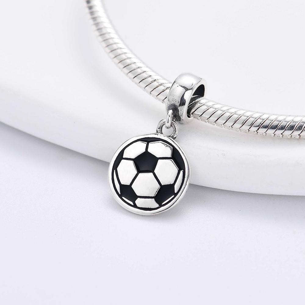 925 Silver Clasp Charms Sports Baseball Football Bead DIY Jewelry Necklace Bracelet Bangle Women Gift