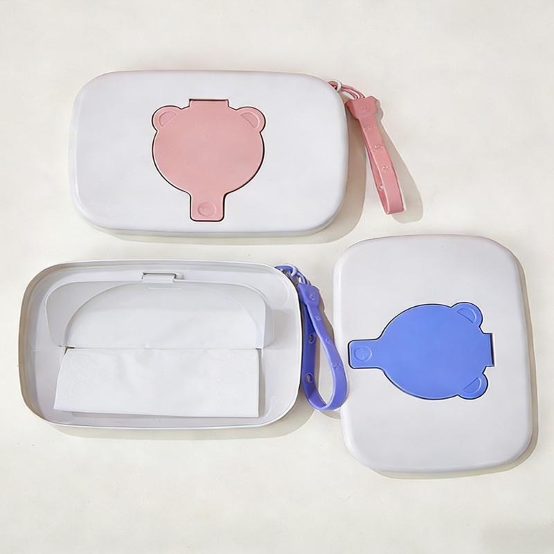 Wipes Case Portable Baby Wipes Dispenser Dustproof Wipe Holder Bear Pattern Wipes Box Baby Wipe Case Keep Wipe Wet