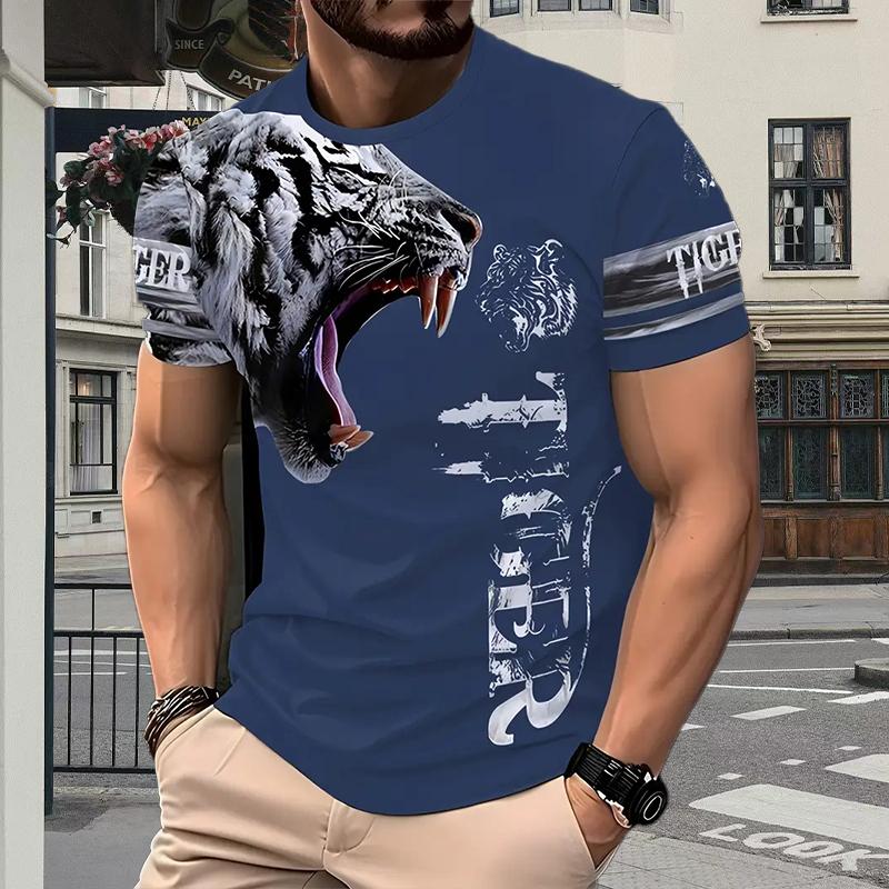 Nové letní pánské módní tričko s potiskem tygra