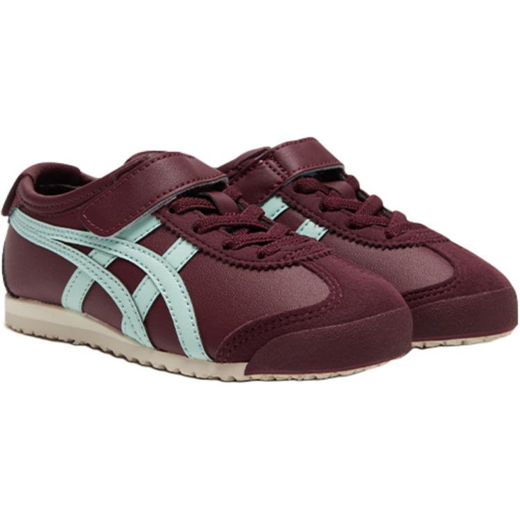 ONITSUKA TIGER Mexico 66 Kids Comfortable Fashion Sports Non-Slip Wear-Resistant Low-Top Casual Shoes Kids Sneaker Deep-Red Blue 1184A049-500