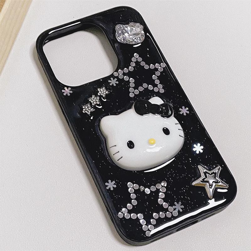 

Sequin Star Cartoon Kt Cat Phone Case for Apple 17Promax Star Iphone16 Women s 15 Fashion iPhone 7/8/SE 2020