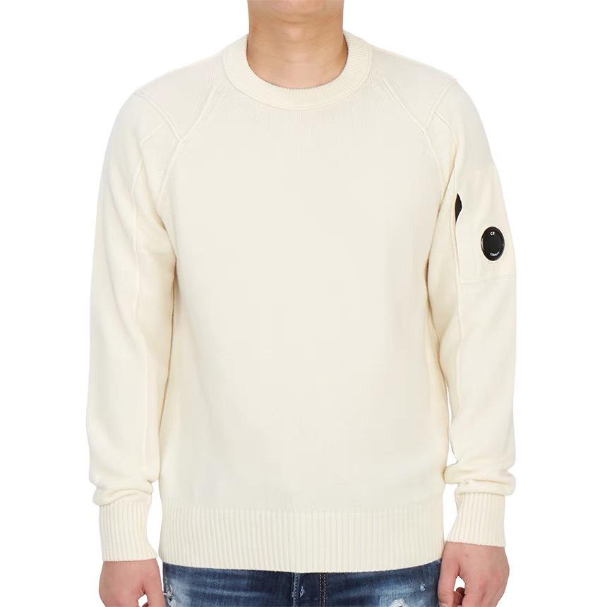 CP Lens Badge Knitwear: Versatile, Casual Loose Round Neck Sweater for Men - Autumn/Winter Edition