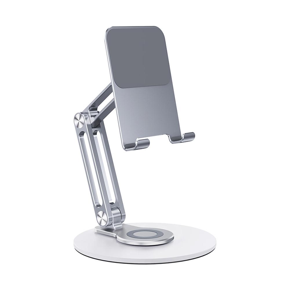 Foldable Phone Holder with 360° Rotating Base Portable Mobile Phone Holder Metal Phone Bracket Office Desk Accessories