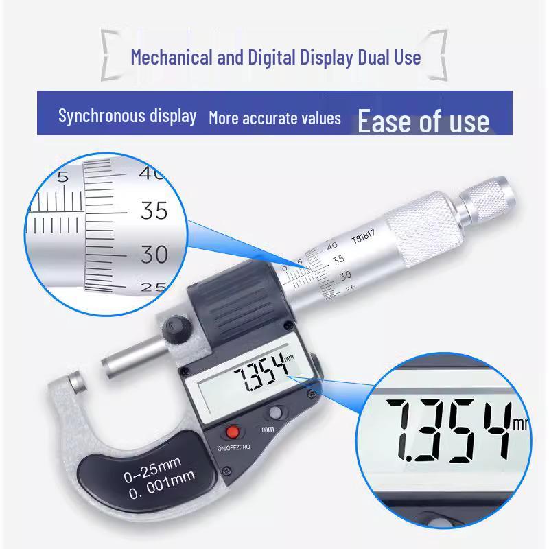 High-Precision Digital Micrometer: 0.001mm Thickness Gauge & Caliper