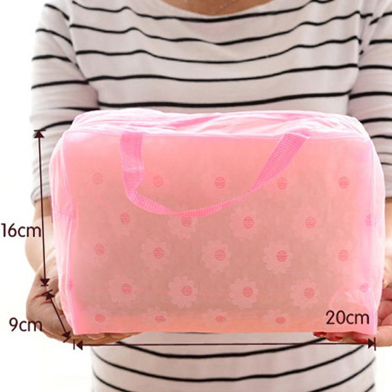 Waterproof PVC Cosmetic Storage Bag for Women Floral Transparent Wash Bag Creative Home Outing Compressed Shower Bag