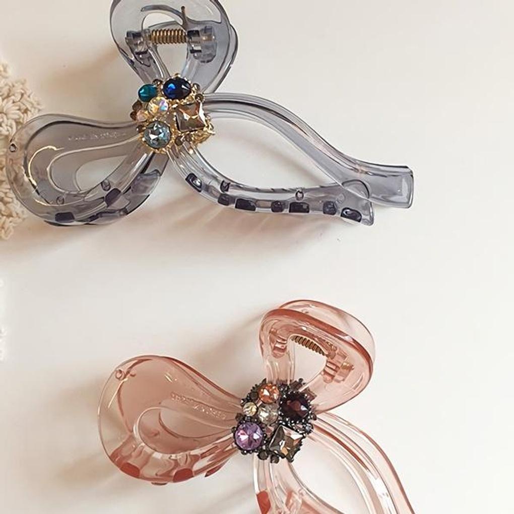 Women's Daily Hair Transparent Big Ribbon Clip
