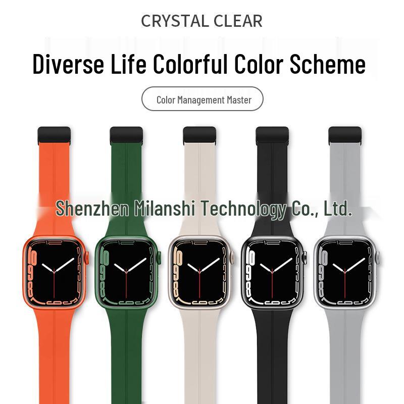 Magnetic Silicone Folding Buckle Band for Apple Watch & iWatch 6/7/8/9/10/SE/Ultra 2