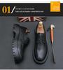 2025 Men's Chunky Glossy Leather Lace-up Casual Shoes with Thick Sole & Square Heel