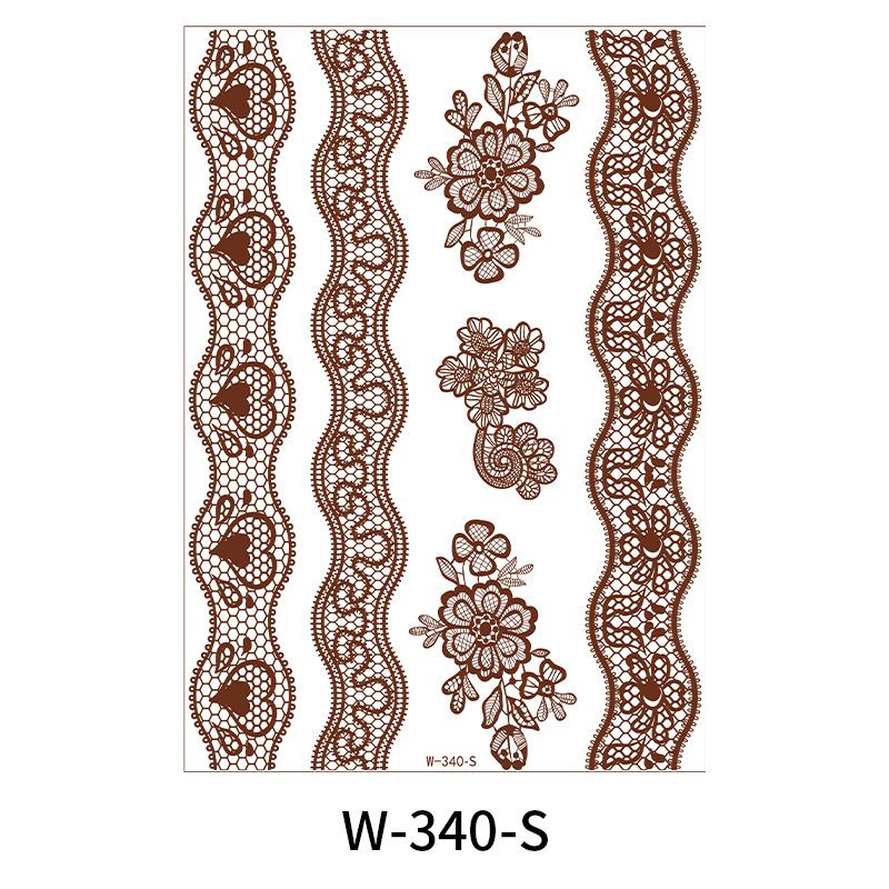 Indian Lace Tattoo Sticker Reddish-Brown Waterproof Tattoo Sticker