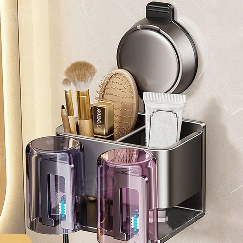 Wall-mounted Bathroom Toothpaste Rack Toothbrush Cup Holder  Bathroom Household Shelf Accessories
