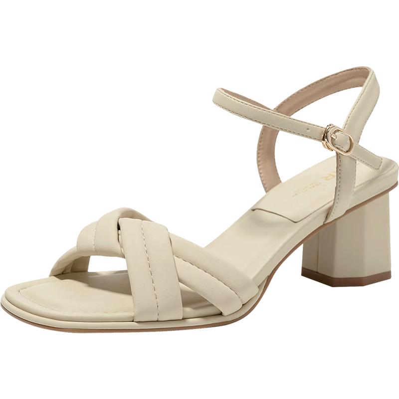 ZHR Elegant One-Strap Chunky Heel Sandals 36 светло-желтого