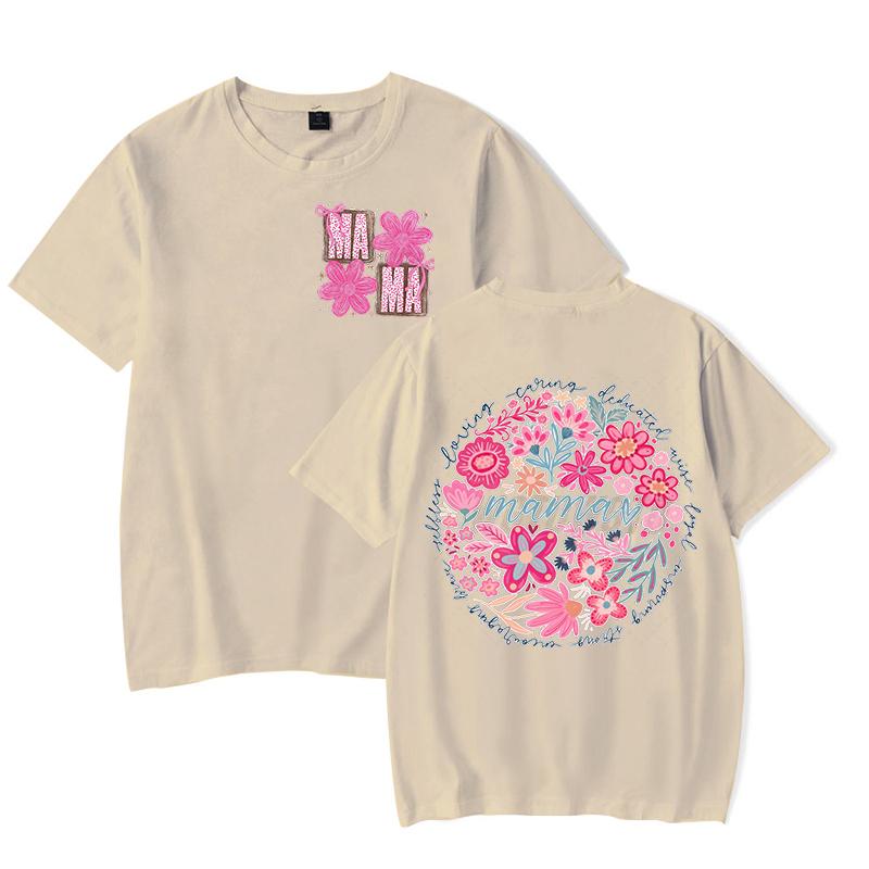 Happy Mother's Day Gift Funny T Shirts Vintage Flower Design T-Shirt for Women Retro Mother Summer Clothes Boho Floral Mama Tops