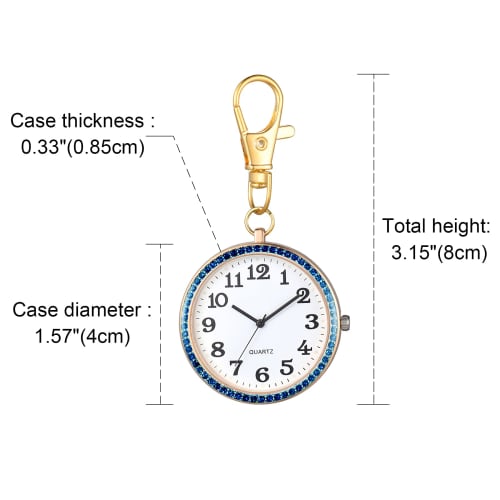 Lancardo Carabiner Watch, Nurse Watch, Pocket Watch, Keychain, Analog, Diamond, Trunk, Easy to Read, Perfect for Everyday Use, Hiking, Commuting, Chri