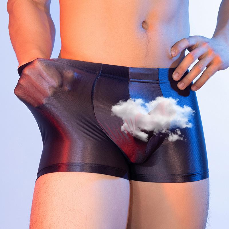 Lust's Temptation Ice Silk Men's Boxer Briefs: Smooth, High Elasticity, Gun-Bullet Separation, He-Man Style, Japanese Design.