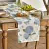 Dining Room Linen Table Runner with Flower Pattern Kitchen Table Ornament Tablecloth Decoration for Holiday Festivities