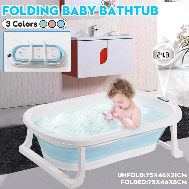 Folding Bathtub Children Lying Electronic Temperature Bath Tub Barrel Oversize Baby Newborn Supplies Baby Bath Universal