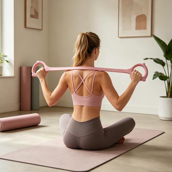 Figure 8 Fitness Resistance Band with Anti-slip Handle 40Lbs Men Women Chest Expander Elastic Strap Arm Back Shoulder Stretch Yoga Tension Rope