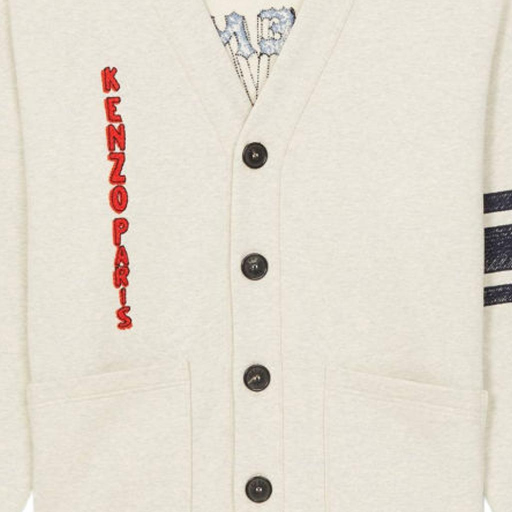KENZO Drawn Varsity Oversized Knit Cardigan FE55SW1434ME-93