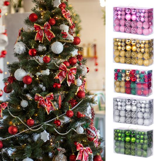 100 stk Julekuler Pynt Plast Knusesikker Hengende Kuler Dekorasjon for Juletre Høytid Hjemmefest Dekor