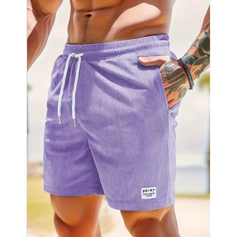 Pantaloncini Sportivi da Uomo in Velluto a Coste Monocolore con Lacci 2026