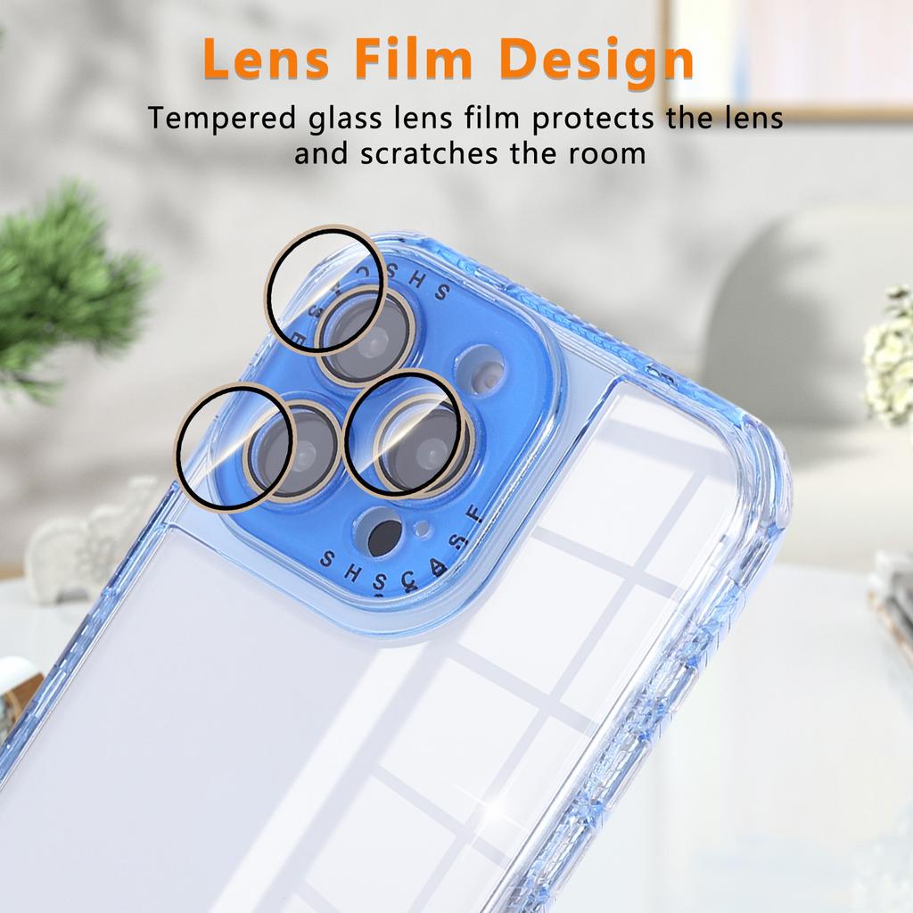 For iPhone 16 Pro Case Clear Colorful Frame Drop-Proof TPU + PC Phone Back Cover with Lens Film