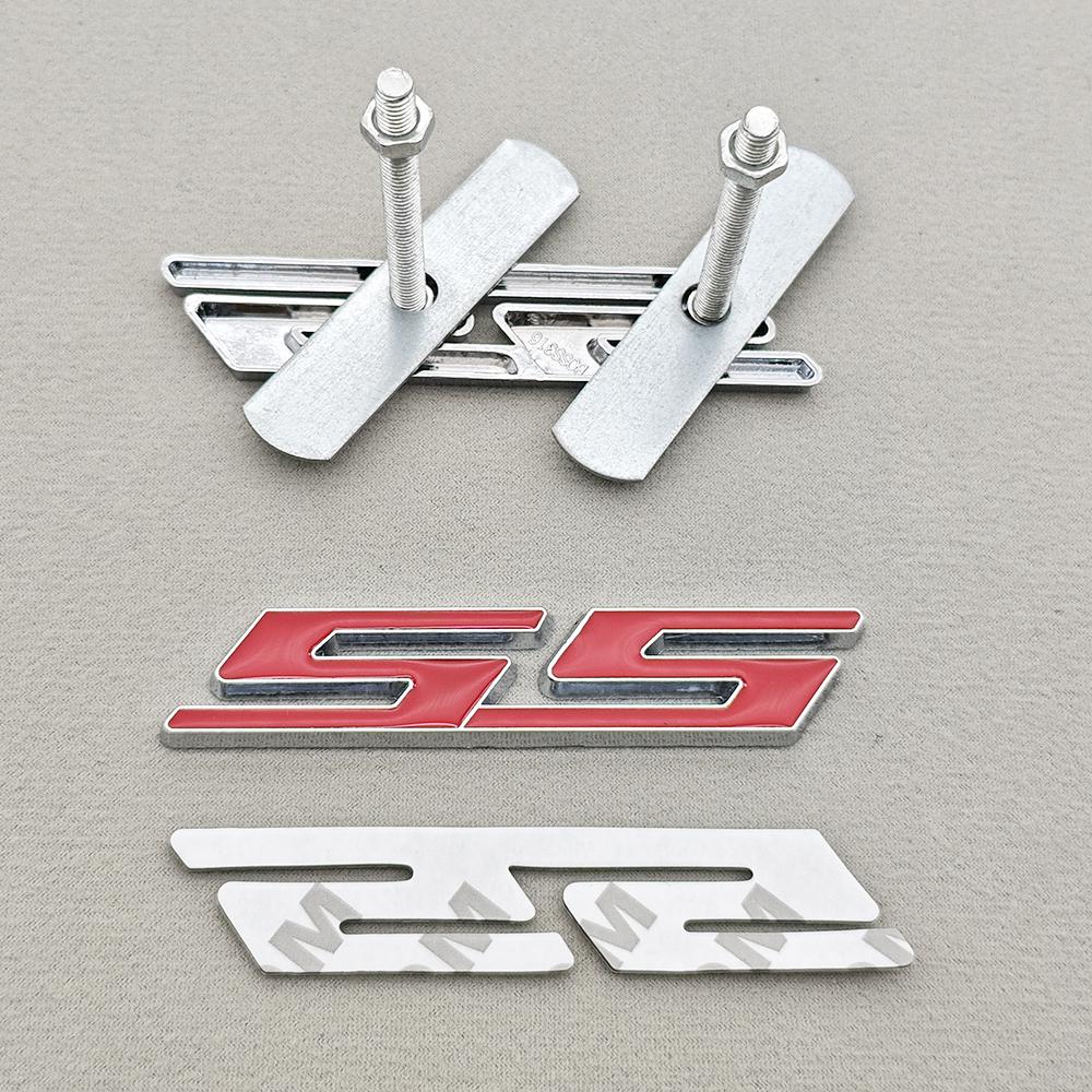 New Car Styling Badge 3D Metal SS Logo Front Grill Emblem Fender Trunk Sticker Decal Accessories For Chevrolet Camaro Silverado