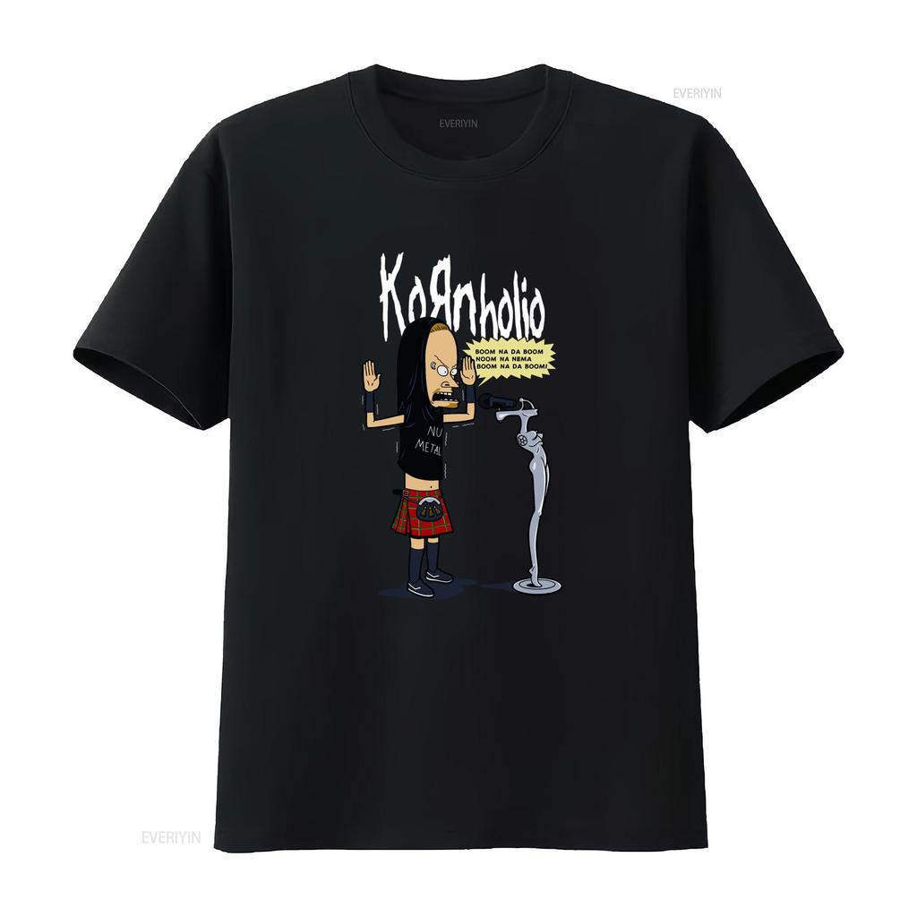 Funny 90s Korn Metal Band Cartoon Parody T Shirt for S 5XL Vintage Washed Slightly Casual Homme Comfortable Stylish Soft