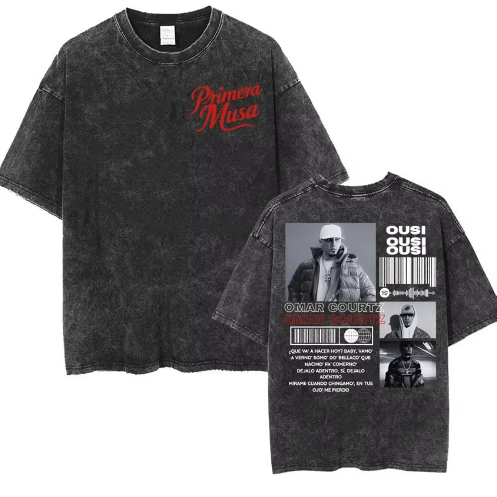 Rapper Omar Courtz Primera Musa World Tour T Shirts Men Women Fashion Gothic Hip Hop T-shirt Vintage Washed Short Sleeve T-shirt