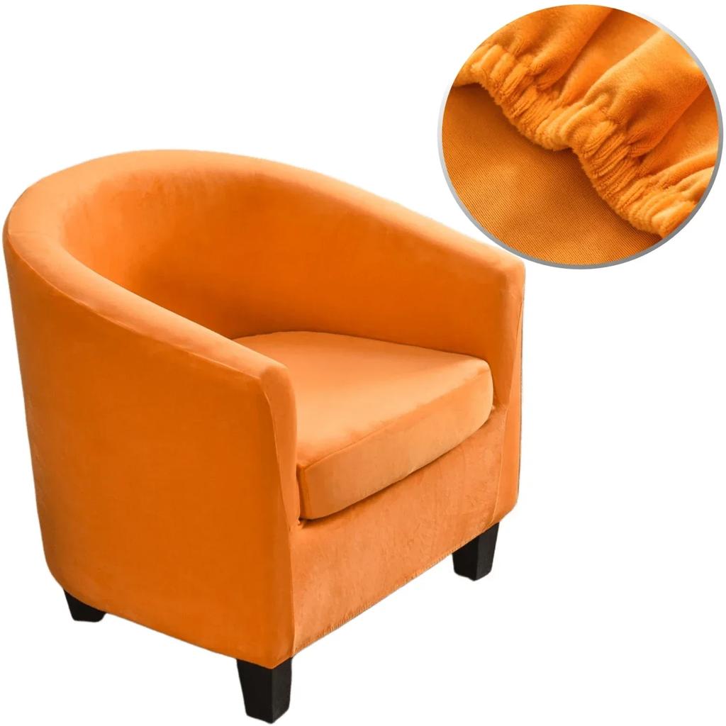 Plush Velvet Tub Chair Covers Club Chair Slipcover Cushion Cover 2-Piece Stretch Soft Washable Armchair Sofa Furniture Protector