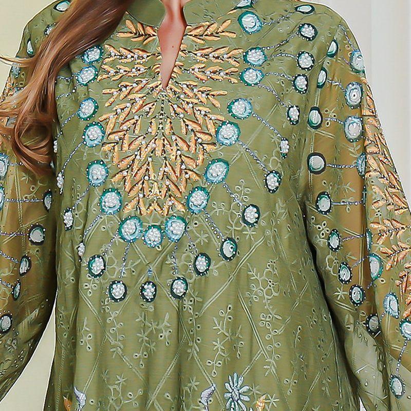 Indonesia Middle East Morocco Embroidery Diamond Print Long Sleeve Robe Women Long Travel Dubai Dress Dress