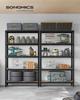 SONGMICS 5-Tier Shelving Unit, Steel Shelving Unit for Storage, Tool-Free Assembly, for Garage, Shed, Load Capacity 875 kg, 60 x 120 x 200 cm, Black