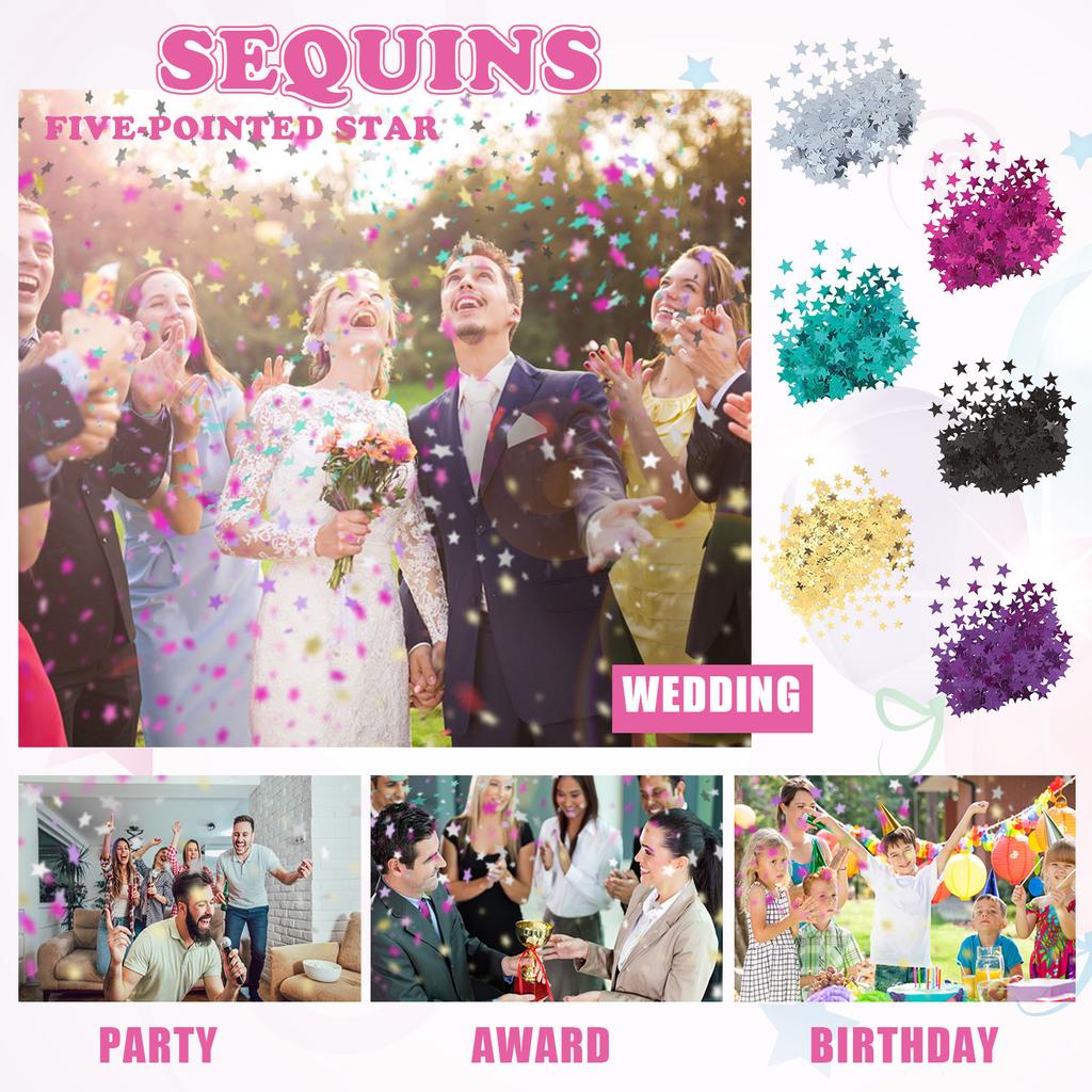 Multicolored Stars Confetti Sequin,Confetti Glitter No Hole Embellishment- 10mm